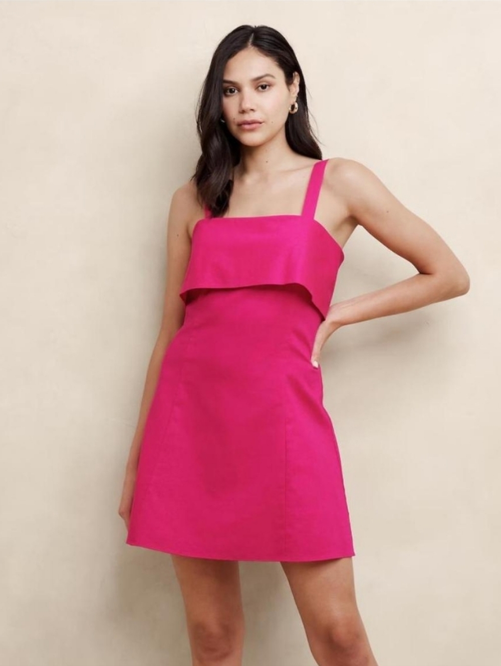 Banana Republic Hot Pink Sleeveless Square-Neck Mini Dress NWT
